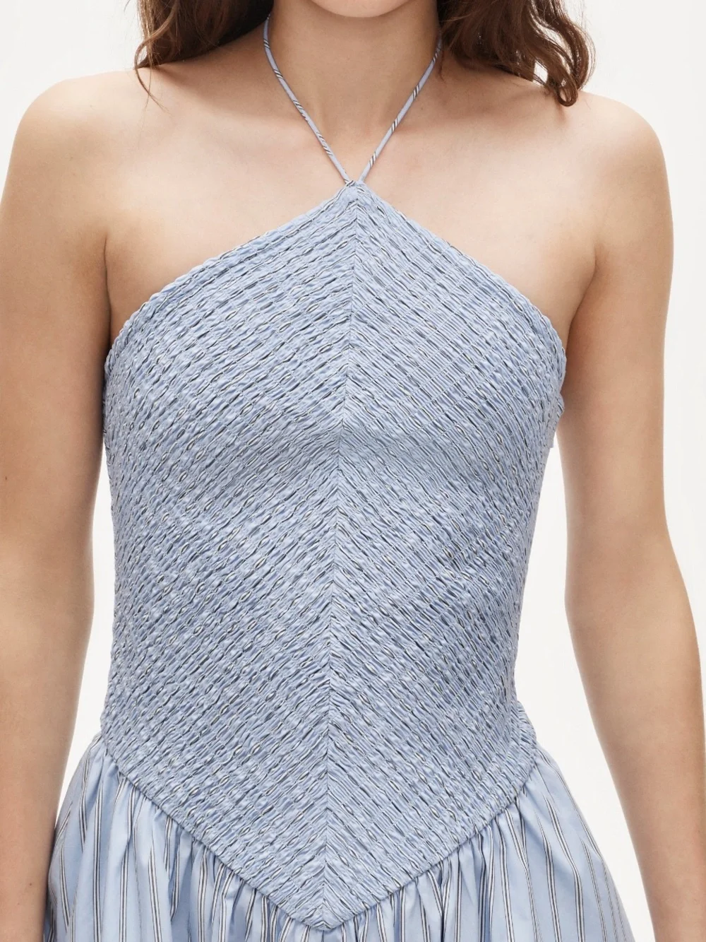 J.Crew Smocked Halter Dress in Stripe